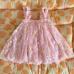 Pink Floral Tulle Dress